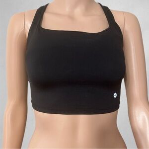 Halara XS Tank Black Crisscross Back Crop Top Built-In Bra Stretchy Activewear
